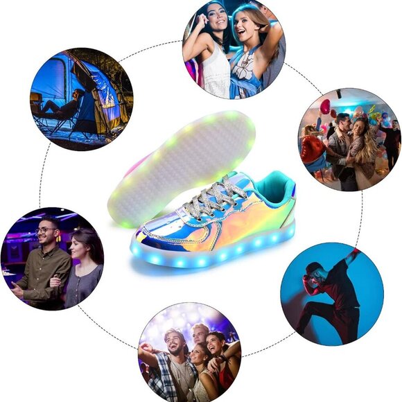 LED Shoes Men Women High Top Rechargeable Glow in Dark Footwear for Parties - Picture 6 of 7
